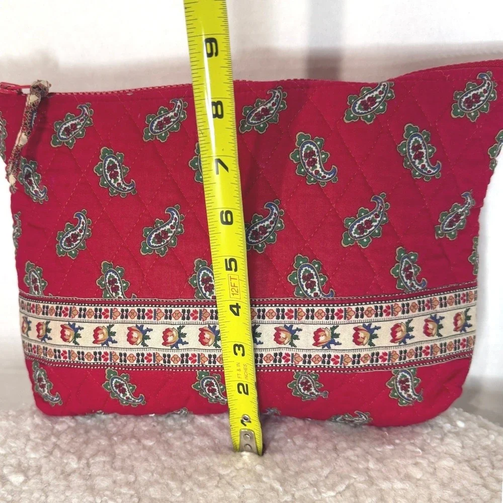 Vintage Vera Bradley Quilted Makeup Bag Retired Red Paisley Print Cotton USA